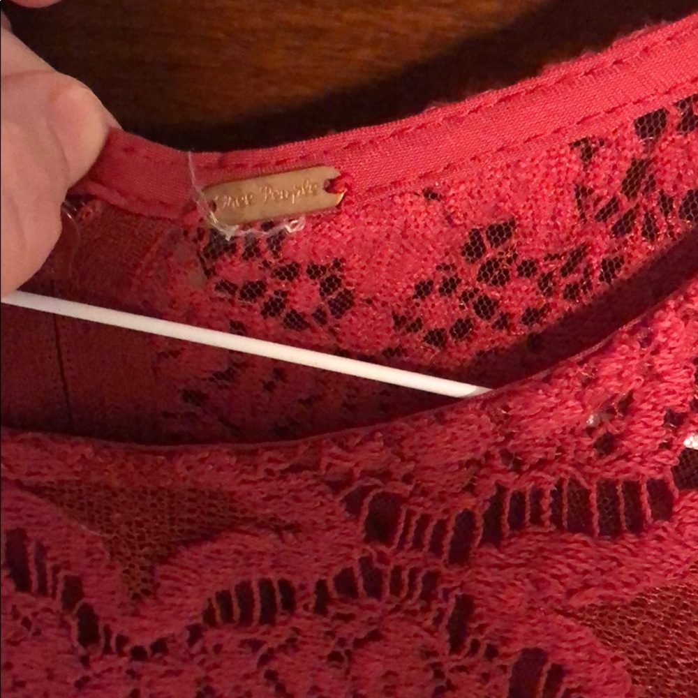Free People Red Lace Dress Size 6 - Picture 2 of 4
